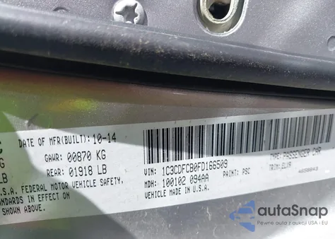 2015 Dodge Dart Limited from USA, damaged, VIN 1C3CDFCB0FD166509